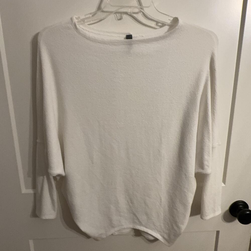 ALYA Sweater Sz XS White Boat Neck Dolman Sleeve Knit Pullover Relaxed Soft